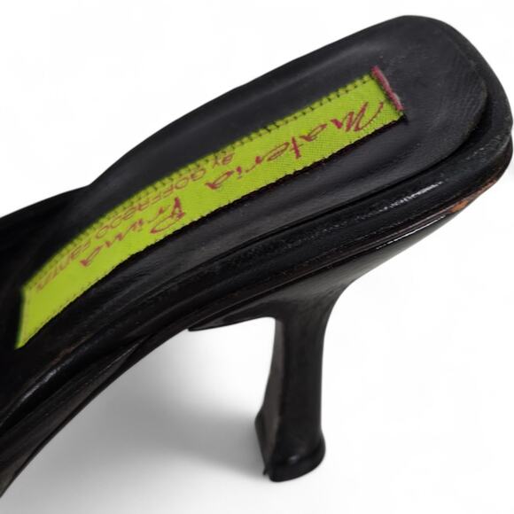 Materia Prima Goffredo Fantini Black Leather Mules 35.5 Made in Italy Heels - Picture 14 of 14